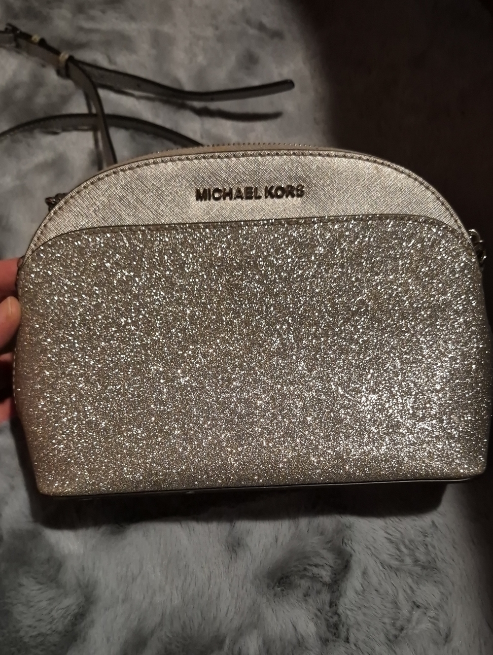 Michael Kors Glitter Dome Crossbody in Silver